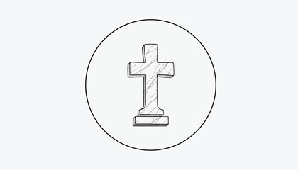 Fototapeta premium Pencil Sketch of a Christian Cross Symbol in a Circle