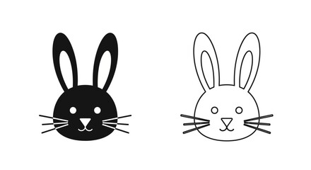 Fototapeta premium Black and white rabbit faces, silhouette, cartoon, vector, illustration, design Vector