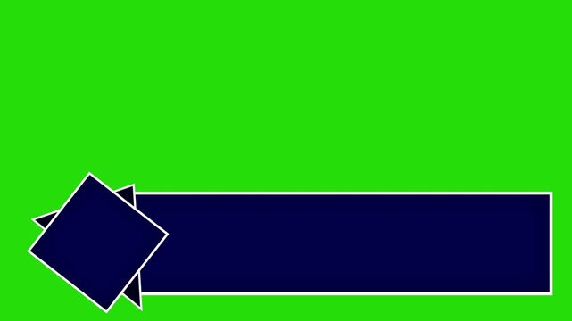 Minimalist blue animated lower third banner with geometric shapes on green background