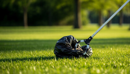 Litter grabber in hand symbolizing environmental responsibility