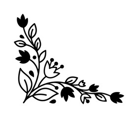 Floral corner hand drawing elegant frame illustration