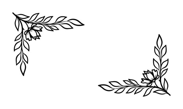 Floral corner hand drawing elegant frame illustration