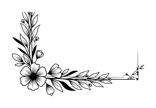 Floral corner hand drawing elegant frame illustration