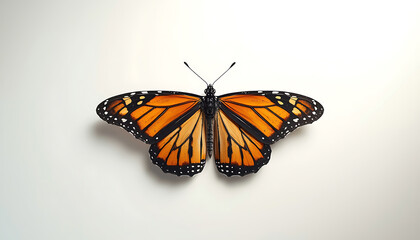 Obraz premium Vibrant monarch butterfly resting on a plain background isolated on white background, Vector
