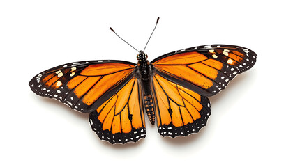 Obraz premium A vibrant monarch butterfly with striking orange and black wings displayed against a plain background isolated on white background, Vector