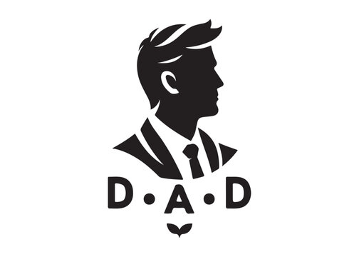 best dad logo silhouette vector, fatherhood silhouette vector illustration, father and son logo silhouette, gentleman logo silhouette, happy fathers day logo vector silhouette on white background