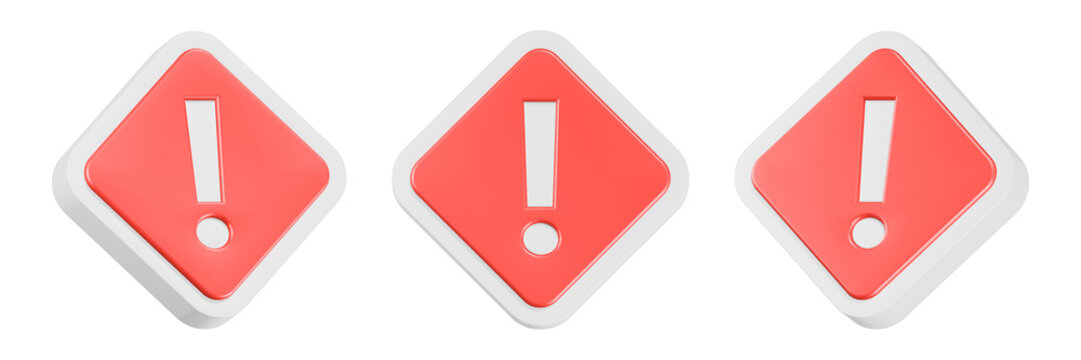 alert icon 3d render red button