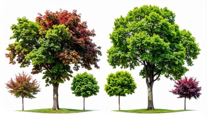 Obraz premium Dual display of trees showcasing varying autumn and summer foliage colors and sizes