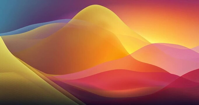 Mountain colors, translucent waves, sunset, abstract glass shapes, modern background, design vector illustration