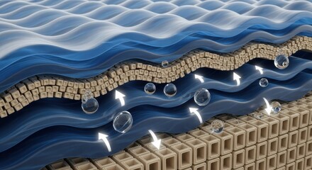Advanced 3D Skin Layer Structure Demonstrating Deep Moisture Penetration and Collagen Regeneration for Anti-Aging Cosmetic Products.