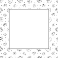 Hand drawn chili pepper square frame, hot chili frame vintage background