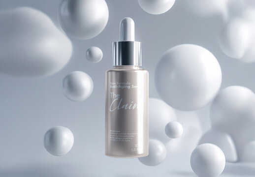 Elegant Anti Aging Serum Bottle Mockup PSD