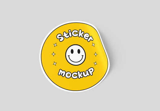 Circle Label Sticker Mockup PSD