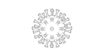 Stylized Coronavirus Icon, Outline Vector Illustration of Virus Particle
