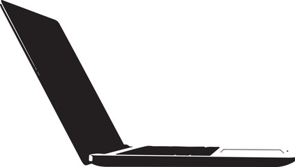 A black laptop computer on a white background Vector, illustration