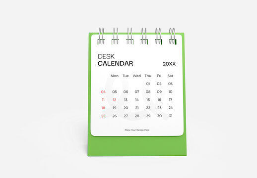 Desk Calendar Mockup with Spiral Binding