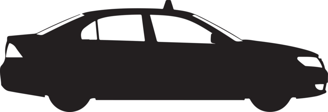A black silhouette of a four-door sedan car Vector, illustration