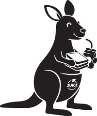 A kangaroo holding juice and food Vector, illustration