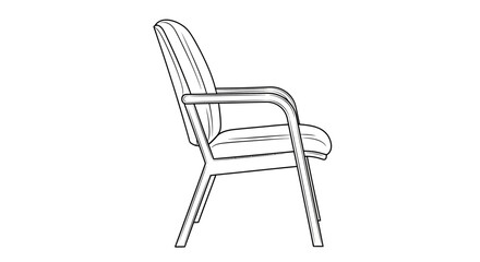 Fototapeta premium Modern Armchair Sketch, Side View - Minimalist Furniture Design Illustration