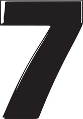 A large black number seven on a white background Vector, illustration