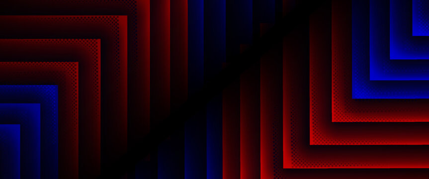 3D red blue techno abstract background overlap layer on dark space with rhombus decoration. Modern graphic design element motion style concept for banner, flyer, card, brochure cover, or landing page