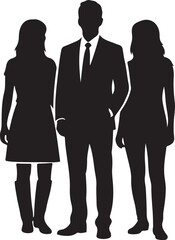 A man standing between two women in silhouette Vector, illustration