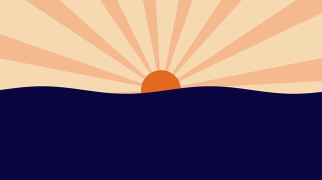 Vibrant sunset over serene ocean waves with warm sun rays as 2nd option. Motion sea and sun rays video template presentation.