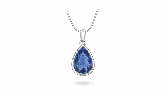 Elegant Pear-Shaped Blue Gemstone Pendant Necklace on White Background