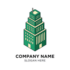 Fototapeta premium Green Modern Office Building Illustration Design.