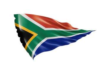 Waving south african flag with detailed fabric texture and vibrant colors isolated on transparent background representing national pride and patriotism