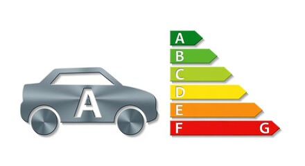 Obraz premium Energy Efficiency Rating Scale for Vehicles Innovative Energy Consumption Sticker Design