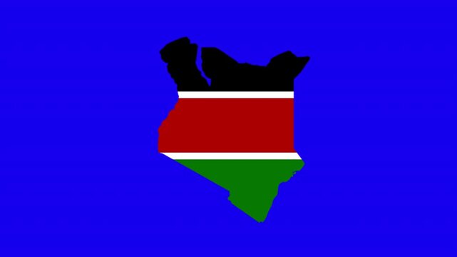 Kenya map pop animation with flag colors and blue background