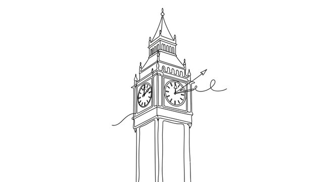 Big Ben Clock Tower London Sketch Drawing