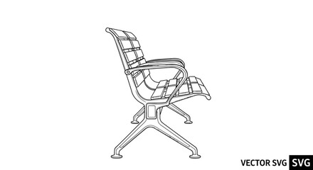 Fototapeta premium Modern Waiting Room Bench Line Art Vector Illustration