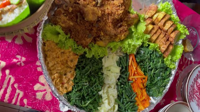 Indonesian Nasi Liwet Rice with Complete Side Dishes