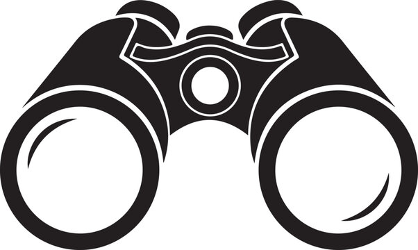 A pair of black binoculars on a white background Vector, illustration