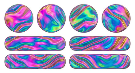 Obraz premium Vibrant holographic shapes in pink, blue, and green hues for modern design