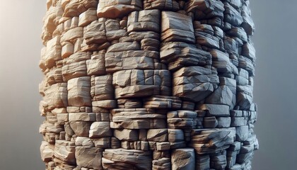 Textured Stone Column Surface Detailed Close-Up.