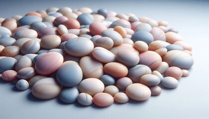 A Pile of Smooth Polished Pastel-Colored Stones.