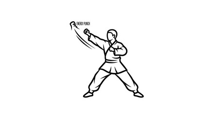 Fototapeta premium Martial Arts Fighter Performing a Punch in a Fighting Stance