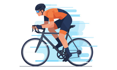 Naklejka premium Professional Cyclist Riding Road Bike with Motion Lines Vector Illustration