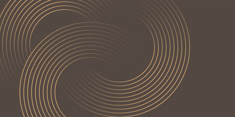 Abstract Dark Brown Background with Elegant Golden Parallel Curved Lines