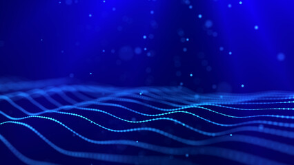 Technological design of network connection. Abstract background with intertwined dots and lines. 3D rendering.