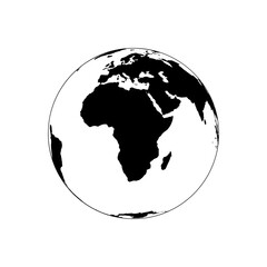 Obraz premium Globe centered on Africa continent map silhouette.
