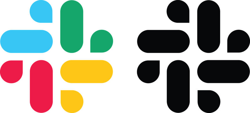 slack, logotype, teamwork, communication, Slack logo icon. Social media app slack logo icons. Editorial illustration. Slack mobile app symbols. popular messaging platform designed for team collaborati