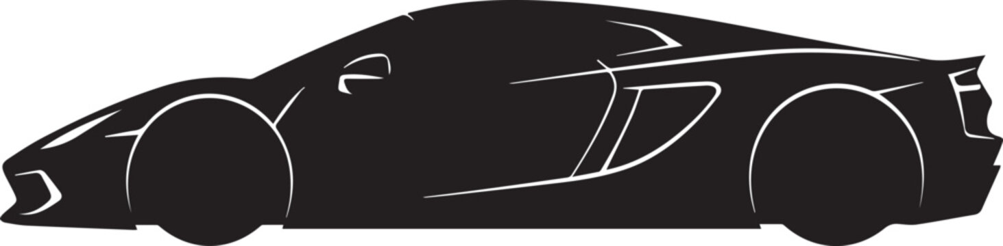 vector illustration of a black silhouette of ferrari car 