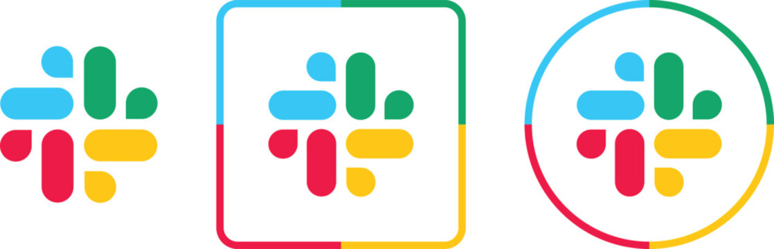 slack, logotype, teamwork, communication, Slack logo icon. Social media app slack logo icons. Editorial illustration. Slack mobile app symbols. popular messaging platform designed for team collaborati