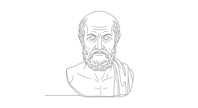 Ancient Greek Philosopher Bust, Socrates or Plato, Line Art, Intellectual History