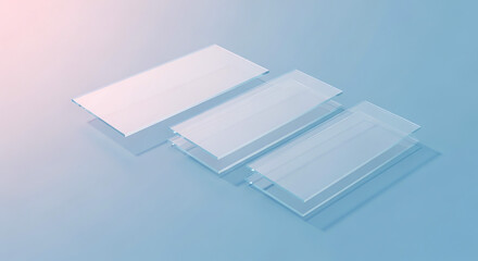 Three blank white rectangular cards arranged in a row.