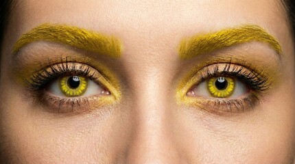 Obraz premium “Extreme Macro Yellow Contact Lens Eyes, Futuristic Beauty Fashion Editorial Closeup